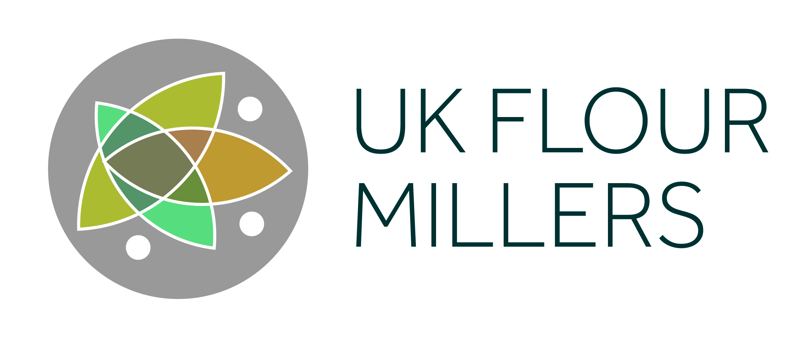 UK Flour Millers Logo White Background Blue Text
